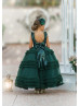 Green Sequin Tulle Open Back Ankle Length Flower Girl Dress Green Sequin Tulle Open Back Ankle Length Flower Girl Dress